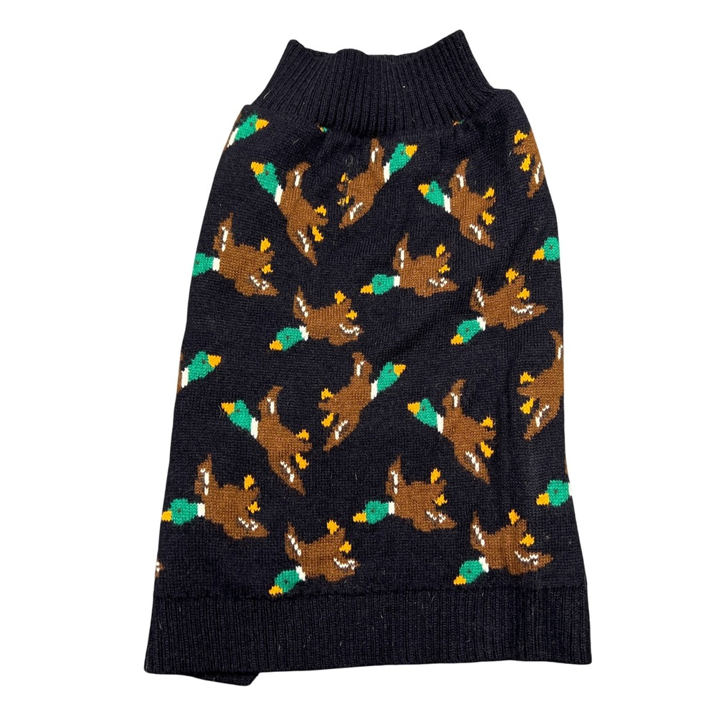 Retriever Mallard Duck Knit Dog Sweater Navy Blue Size Medium Pet Clothes